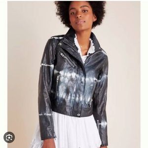 BLANKNYC BLACK TIE DYED FAUX LEATHER MOTO JACKET SIZE MEDIUM EUC